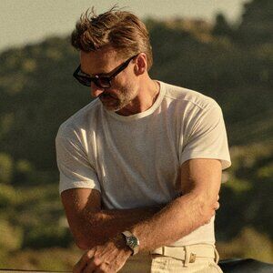 Buck Mason Men's Japanese Cool Cashmere Knit Tee White Size L